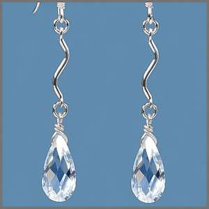 925 Sterling Silver Dangle Drop Earrings w/CZ Clear White #65237 