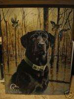 Tin Sign Ducks Unlimited Black Lab with Duck in Back  