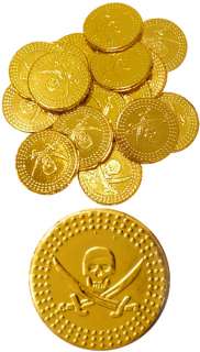 144 PLASTIC GOLD PIRATE TREASURE COINS,KIDS GOODY BAG FILLERS,PARTY 