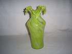 14 Ruffle White Encased Glass Vase Color Swirl Base  