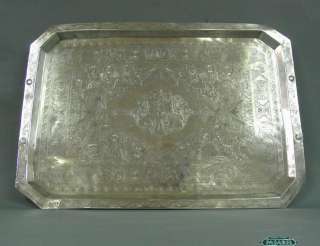 Massive Persian Silver Large Serving Tray Iran Ca 1900  