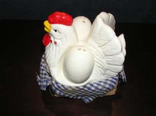 Vintage Ceramic Rooster Salt Pepper Napkin Holder EUC  