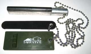Survival Kit Firesteel Flint Emergency Whistle Striker  