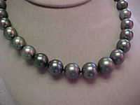SPECTACULAR BLACK/GRAY LARGE SOUTH SEA PEARL NECKLACE  