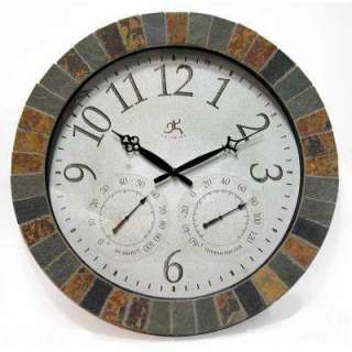 Infinity Instruments 18 In. Inca Round Wall Clock With Hygrometer and 