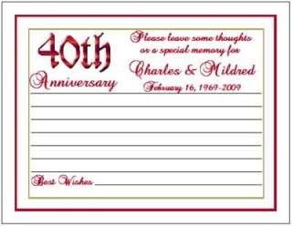 Personalized Ruby 40th ANNIVERSARY MEMORY CARDS favors  