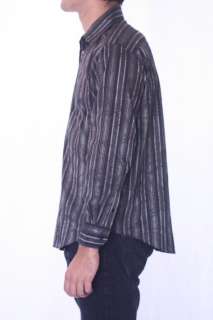   Bugatchi Uomo Black Paisley Stripe Button Down Dress Shirt AS3119L44