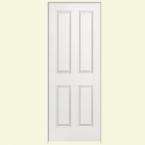   80 in. x 1 3/8 in. Wood White 4 Panel Smooth Left Hand Prehung Door