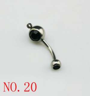   20 Colors Belly Button Navel Rings WITH Charm Attachment DIY  