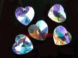 36pcs Faceted Glass Crystal Heart Pendant Bead 14mm  