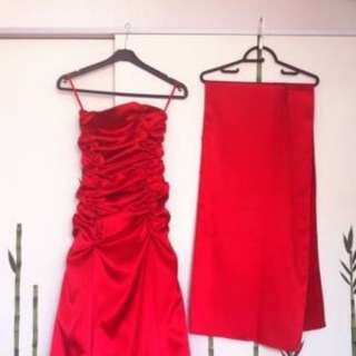 Rotes Abendkleid La Sposa Größe S mit Stola in Nordrhein Westfalen 