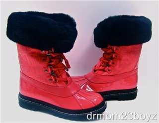   NIB Coach Fur Leonora Signature Red Winter Rain or Snow Boots  