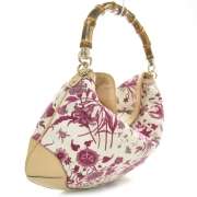 GUCCI Floral PEGGY Bamboo Top Handle Hobo Bag Purse GG  