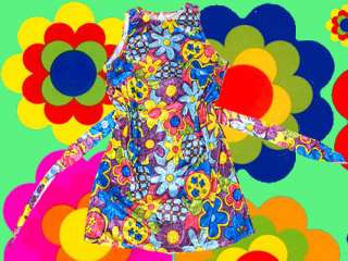 Twiggy Hippie Kostüm Prilblumen Minikleid 70er Jahre  