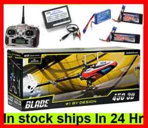 BLADE 450 3D ELECTRIC HELICOPTER RTF 3X BATTERY DX6I  