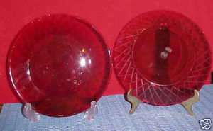 TWO RUBY RED SANDWICH PLATES 7 1/2 WIDE  