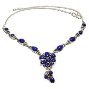 Lapis Lazuli Silber Halskette Handgefertigter Schmuck 39,2 cm 