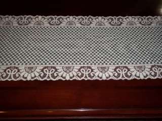   DESIGN LACE IVORY CREME GREEN CHECKERED TABLE RUNNER 54 X 14 CTRGC476