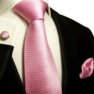 Krawatten Set 3tlg rosa pink 100% SEIDE Paul Malone 501  