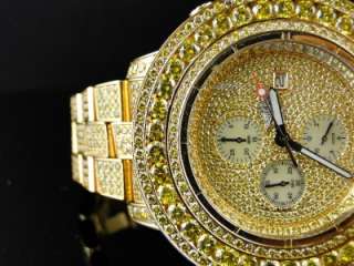 ICED OUT 38 CT MENS NEW BREITLING SUPER AVENGER CANARY DIAMOND WATCH 