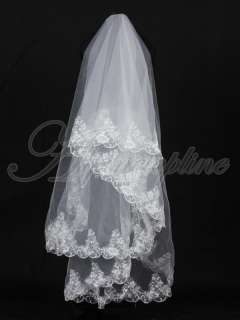 Beautiful Bridesmaid Bridal Wedding Party Veil Veil W/Lace Applique 
