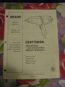 Craftsman Owners Manual Industrial 1/2 Impact Wrench OWNERS MANUEL 