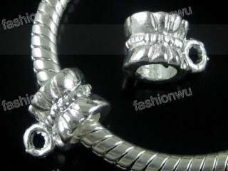50 Silver Plated Lotus Flower Charm Bead Fit Bracelet 1  