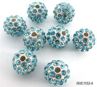 10 20pc 10mm DIY CZ Pave Disco Ball Crystal Rhinestone Spacer Beads 