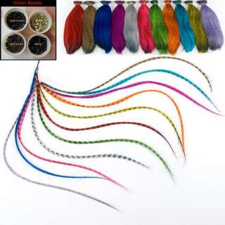   Feather Hair Extensions 120 Free Beads Women Girl Party Make up  