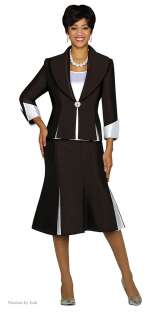 GMI 3533 Brown White Womens Jacket Skirt Church Dress Suit Sizes 8 to 