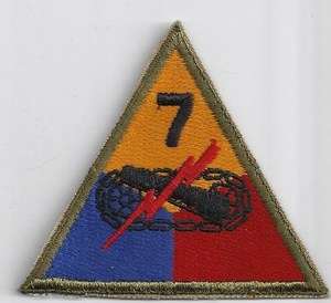 7th Armored Lucky Seventh Division WWII Era Army Patch  