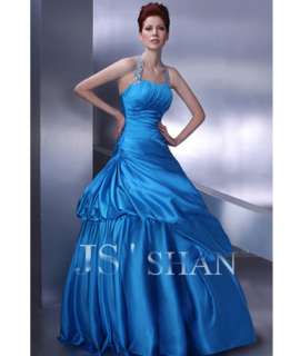JSSHAN Blue Formal Prom Quinceanera Gown Elegent Ball Long Halter 