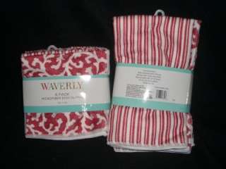 WAVERLY RED CORAL KITCHEN DISH TOWEL CLOTHS LOT 10 NWT  