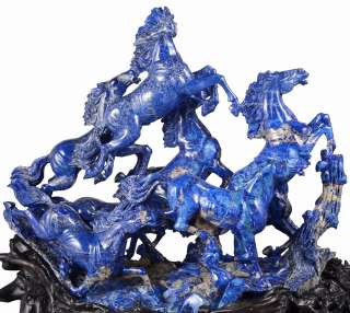 23.6 Lapis Lazuli eight horses Sculpture/Carving #Q94  