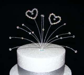 Crystal Ab Heart Cake Topper Decoration Wedding  