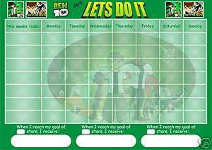 LARGE A3 BEN 10 REWARD CHART inc STICKERS AND PEN  