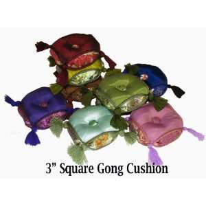   /Singing Bowl Cushion   3 Square Silk Brocade Musical Instruments