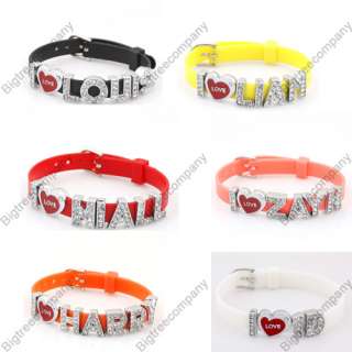   One Direction Silicone Wristbands Slider Letters Bracelet I 