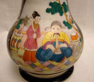   Bayeux personnages chinois pied de lampe porcelaine XIXè 