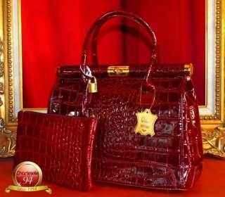   POCHETTE PORTEFEUILLE CUIR FACON CROCO VERNIS ROUGE