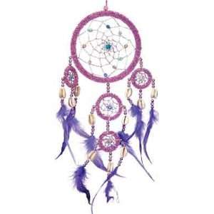  DREAMCATCHER   BEADED PINK/PPL FEATHERS 4.5DIA Everything 