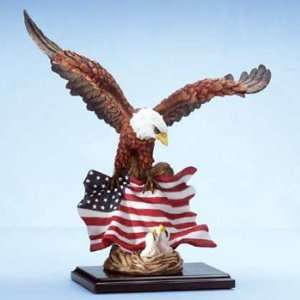   Eagle with Chicks and USA Flag Patriotic Sculpture   Aspen Country