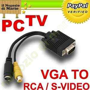 CAVO ADATTATORE CONVERTITORE VGA S VIDEO COMPOSITO RCA PC TV  COD 29