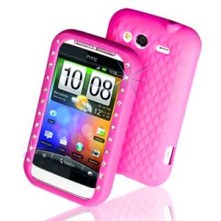 PINK DIAMOND SILICONE CASE FOR HTC WILDFIRE S + FILM  