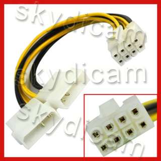 Pin EPS to 2x4 Pin Molex CPU Power Cable Adapter 12V  