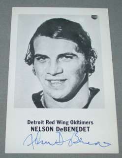 Nelson DeBenedet Detroit Red Wings Signed NHL Postcard  