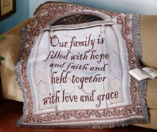 Beautiful Inspirational ~Our Family~ Floral Scrollwork Tapestry Throw 