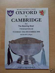 Oxford v Cambridge 1996 Varsity Match Rugby Programme  