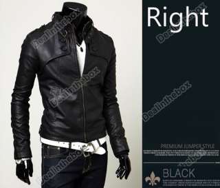 Mens Designed PU Leather Short Slim Fit Top Jacket Coat Outerwear 