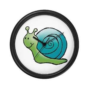 Green and Turquoise Snail Art Wall Clock by  